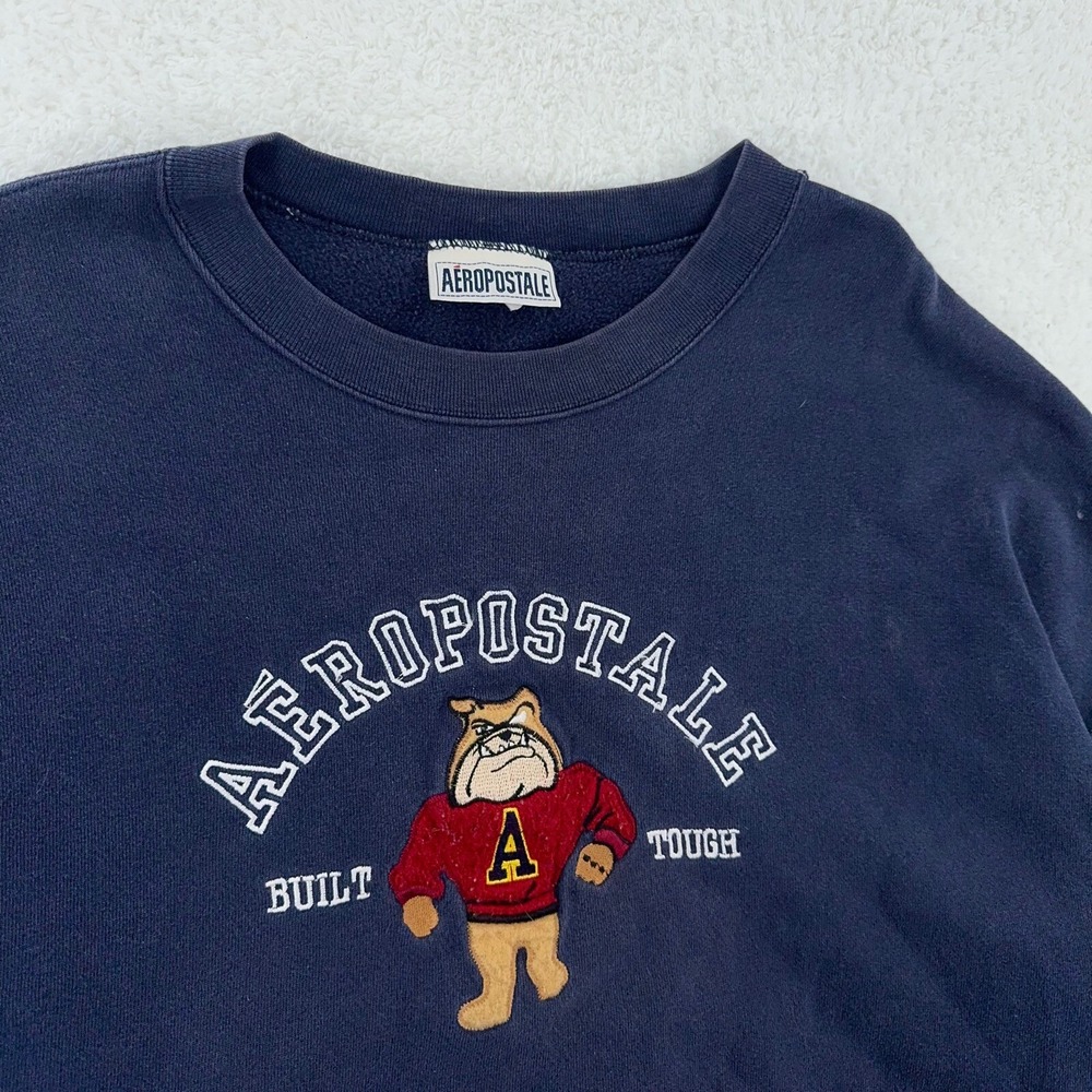 vintage AEROPOSTALE BUILT TOUGH‎ EMBROIDERED CREWNECK SWEATSHIRT XXL bulldog